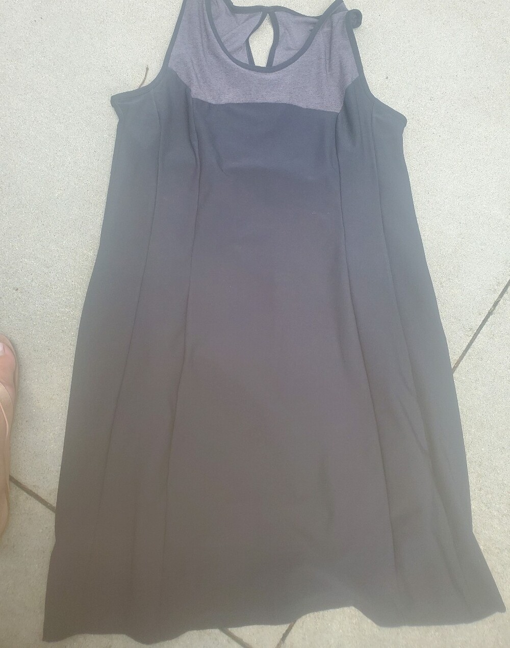 Mondetta Black Sleeveless Mini Dress with Sheer Yoke Athletic Suze Large Stretch